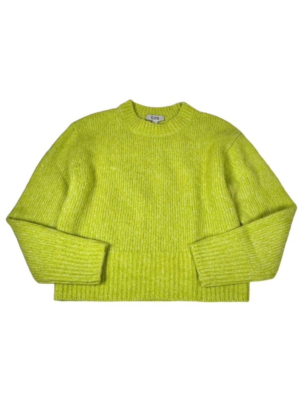 COS Alpaca Wool Blend Pullover Sweater XS Oversized Minimalist Lime Green